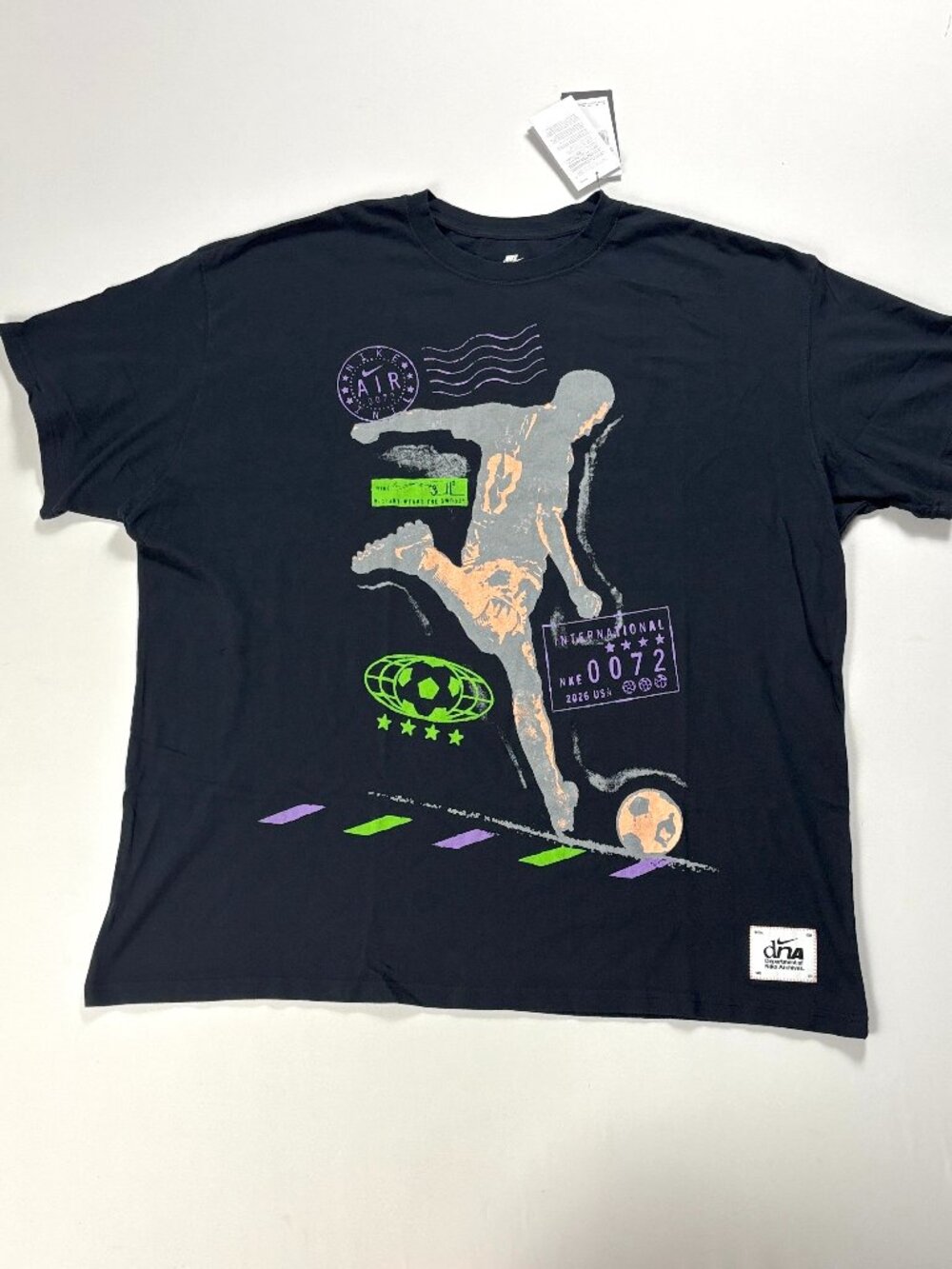 Nike Mens Archives Passport Stamp International Soccer T Shirt Black XXL NWT New